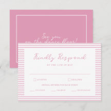 Preppy Pioenroze gestreepte trouw-RSVP kaart