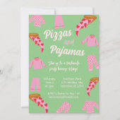 Preppy Pizza en Pyjama Meidenavond Kaart (Voorkant)