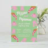 Preppy Pizza en Pyjama Meidenavond Kaart (Staand voorkant)