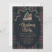 Preppy Plaid Christmas Party Invitation Kaart (Voorkant)