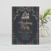 Preppy Plaid Christmas Party Invitation Kaart (Staand voorkant)