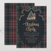 Preppy Plaid Christmas Party Invitation Kaart (Voorkant / Achterkant)