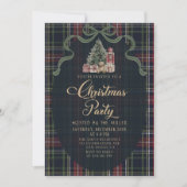 Preppy Plaid Christmas Party Invitation Kaart (Voorkant)