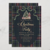 Preppy Plaid Christmas Party Invitation Kaart (Voorkant / Achterkant)