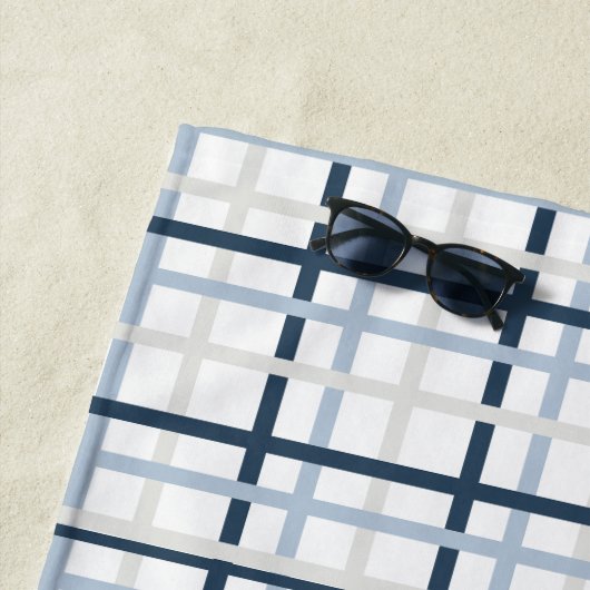 Preppy Plaid Coastal Strandlaken (In situ)