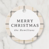 Preppy Plaid Double Stripe Christmas Gifting Bedankjes Labels (Voorkant)