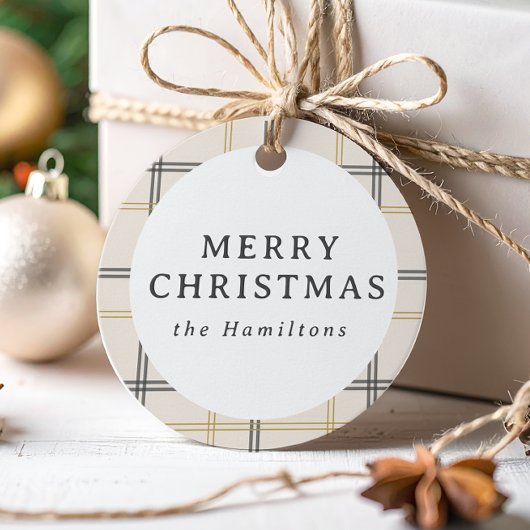 Preppy Plaid Double Stripe Christmas Gifting Bedankjes Labels