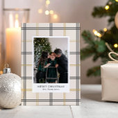 Preppy Plaid Double Stripe Window Christmas Card Kaart