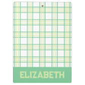 Preppy Plaid Green Lime Varsity Font School Klembord (Achterkant)