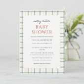 Preppy Plaid Merry Little Baby Shower Kaart (Staand voorkant)