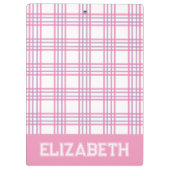 Preppy Plaid Pink Purple Varsity Font School Klembord (Achterkant)