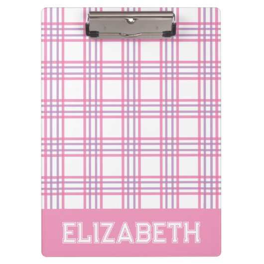 Preppy Plaid Pink Purple Varsity Font School Klembord (Voorkant)