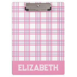 Preppy Plaid Roze Paars Varsity Lettertype School Klembord