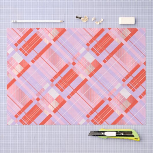  Preppy Plaid - Roze, Rood & Lavendel Tissuepapier (Craft)