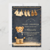 Preppy Plaid Teddy Bear Baby Shower Kaart (Voorkant)