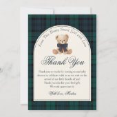 Preppy Plaid Teddy Bear Birthday Thank You Card Bedankkaart (Voorkant)