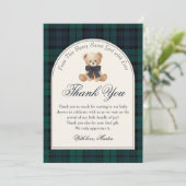 Preppy Plaid Teddy Bear Birthday Thank You Card Bedankkaart (Staand voorkant)