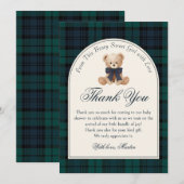 Preppy Plaid Teddy Bear Birthday Thank You Card Bedankkaart (Voorkant / Achterkant)