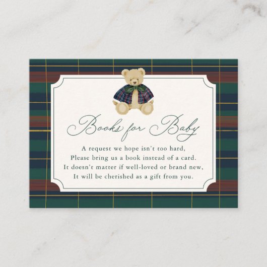 Preppy Plaid Teddy Bear Book Request Informatiekaartje (Voorkant)