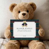 Preppy Plaid Teddy Bear Diaper Raffle Informatiekaartje