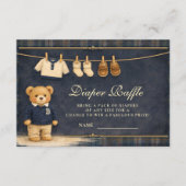 Preppy Plaid Teddy Bear Diapper Raffle Informatiekaartje (Voorkant)