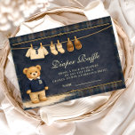 Preppy Plaid Teddy Bear Diapper Raffle Informatiekaartje<br><div class="desc">A charming preppy baby shower design featuring a sweet teddy bear dressed in a classic green plaid jacket and bow tie. Above the bear, a delicate clothesline displays tiny baby clothes and shoes, creating a nostalgic storybook nursery scene. The deep navy background and subtle tartan border add a refined, vintage-inspired...</div>