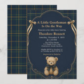 Preppy Plaid Teddybeer Babyshower Kaart (Voorkant / Achterkant)