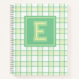 Preppy Plaid Varsity Monogram Green Lime Notitieboek