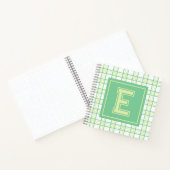 Preppy Plaid Varsity Monogram Green Lime Square Notitieboek (Binnen)