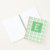 Preppy Plaid Varsity Monogram Groen Lime Notitieboek (Binnen)