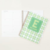 Preppy Plaid Varsity Monogram Groen Lime Planner (Display)