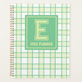 Preppy Plaid Varsity Monogram Groen Lime Planner