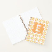 Preppy Plaid Varsity Monogram Orange Yellow Notitieboek (Binnen)