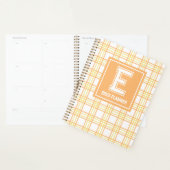 Preppy Plaid Varsity Monogram Orange Yellow Planner (Display)