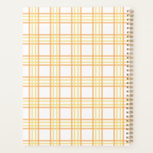 Preppy Plaid Varsity Monogram Orange Yellow Planner (Achterkant)