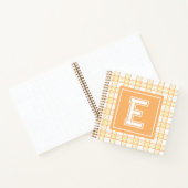 Preppy Plaid Varsity Monogram Orange Yellow Square Notitieboek (Binnen)