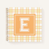 Preppy Plaid Varsity Monogram Orange Yellow Square Notitieboek (Voorkant)