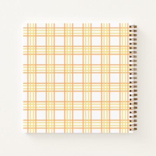 Preppy Plaid Varsity Monogram Orange Yellow Square Notitieboek (Achterkant)