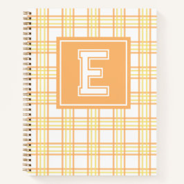 Preppy Plaid Varsity Monogram Oranje Geel Notitieboek