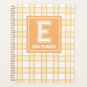 Preppy Plaid Varsity Monogram Oranje Geel Planner (Voorkant)