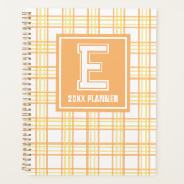 Preppy Plaid Varsity Monogram Oranje Geel Planner