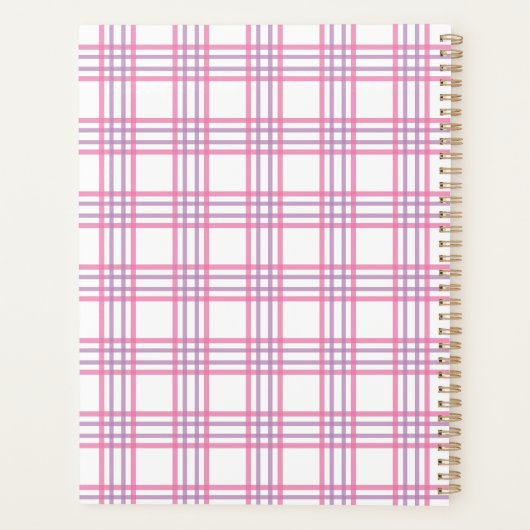 Preppy Plaid Varsity Monogram Pink Purple Planner (Achterkant)