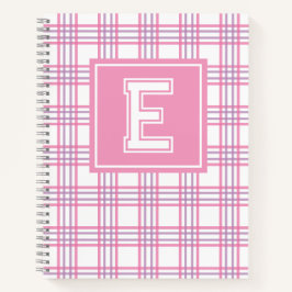 Preppy Plaid Varsity Monogram Roze Paars Notitieboek