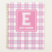 Preppy Plaid Varsity Monogram Roze Paars Planner (Voorkant)