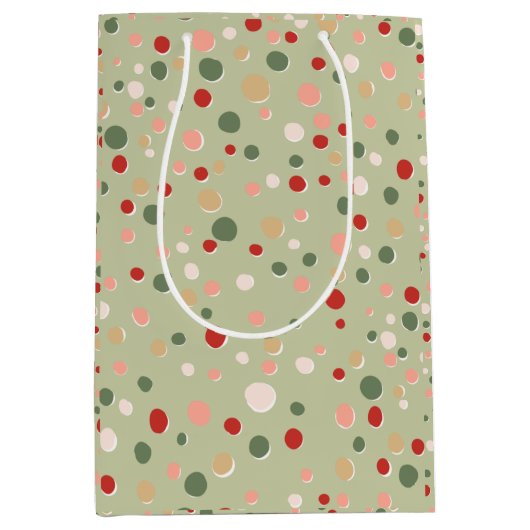 Preppy Polka Dot Christmas Confetti Whimsical Medium Cadeauzakje (Voorkant)