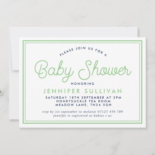Preppy Polka Modern Baby shower Uitnodiging (Voorkant)
