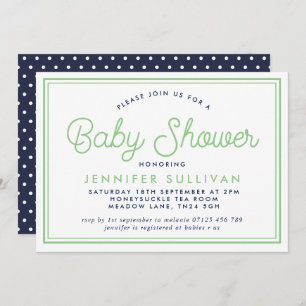 Preppy Polka Modern Baby shower Uitnodiging