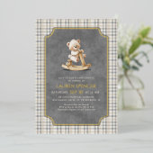 Preppy Polo Bear Baby Shower Folie Uitnodiging (Staand Voorkant)