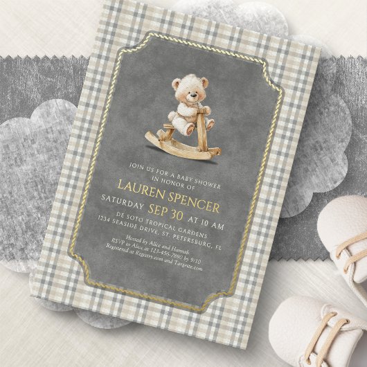 Preppy Polo Bear Baby Shower Folie Uitnodiging