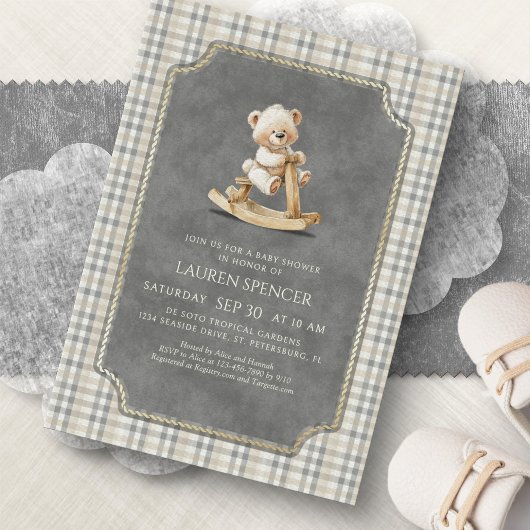 Preppy Polo Bear Baby Shower Kaart